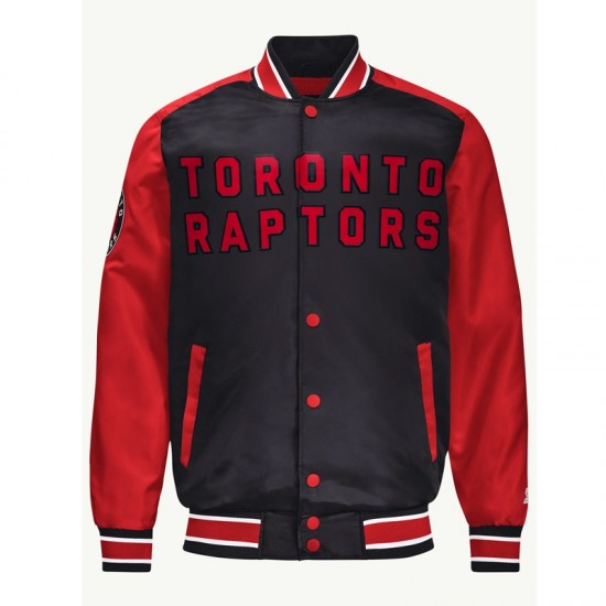 Toronto Raptors Black and Red Varsity Satin Jacket Toronto Raptors Black and Red Varsity Satin Jacket