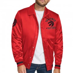 Toronto Raptors Stitch Applique Red Satin Jacket