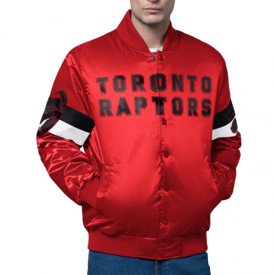 Toronto Raptors Triple Option Varsity Satin Jacket Toronto Raptors Triple Option Varsity Satin Jacket