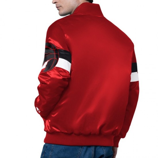 Toronto Raptors Triple Option Varsity Satin Jacket Toronto Raptors Triple Option Varsity Satin Jacket