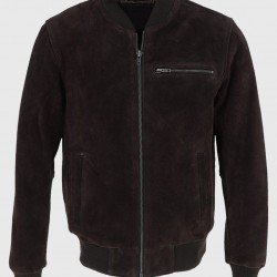 Trevor Mens Dark Brown Bomber Suede Leather Jacket Trevor Mens Dark Brown Bomber Suede Leather Jacket