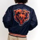 Unisex Chicago Bears Bomber Navy Satin Jacket