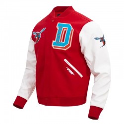 University Delaware State Red and White Varsity Jacket