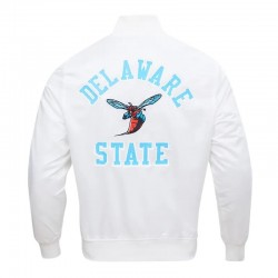 University Delaware State White Satin Jacket