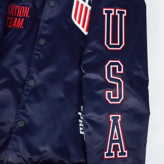 US Soccer Classic Rib Navy Satin Jacket