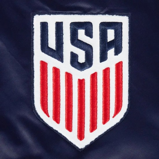 US Soccer Classic Rib Navy Satin Jacket