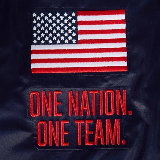 US Soccer Classic Rib Navy Satin Jacket