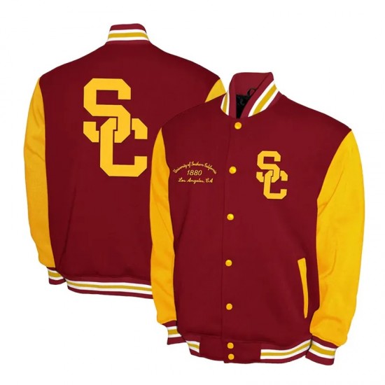 USC Trojans Fleece Cardinal and Gold Varsity Jacket