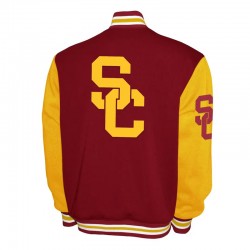 USC Trojans Fleece Cardinal and Gold Varsity Jacket