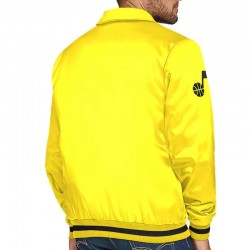 Utah Jazz Stitch Applique Gold Satin Jacket