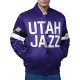 Utah Jazz Triple Option Varsity Full-Snap Satin Jacket Utah Jazz Triple Option Varsity Full-Snap Satin Jacket