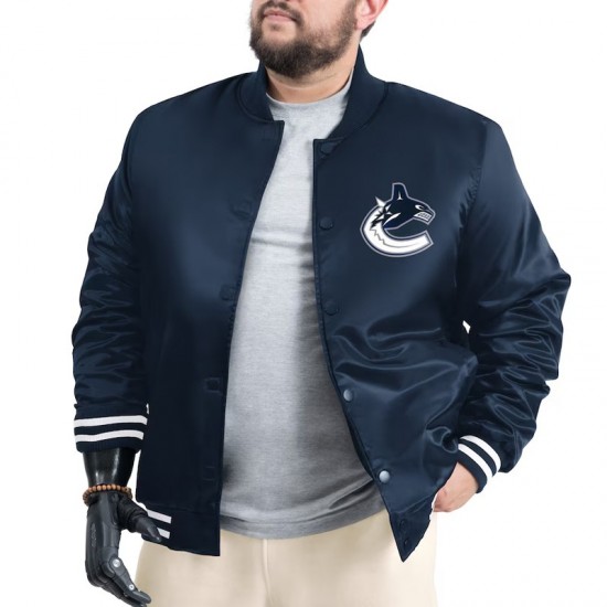 Vancouver Canucks Adaptive Bold Logo Varsity Satin Jacket Vancouver Canucks Adaptive Bold Logo Varsity Satin Jacket