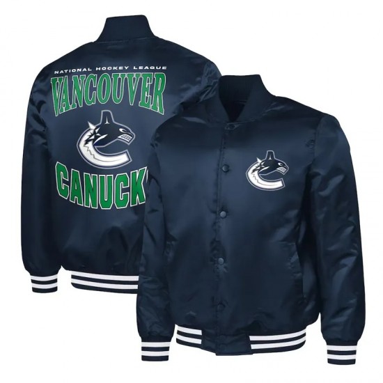 Vancouver Canucks Adaptive Bold Logo Varsity Satin Jacket