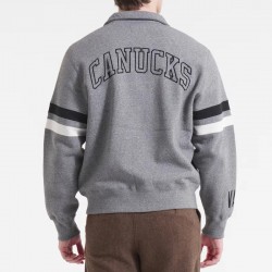 Vancouver Canucks Dark Heather Gray Striped Fleece Jacket