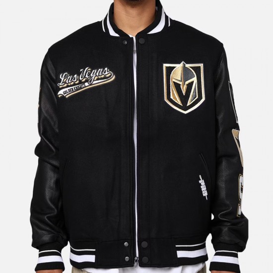 Vegas Golden Knights Black Letterman Jacket Vegas Golden Knights Black Letterman Jacket