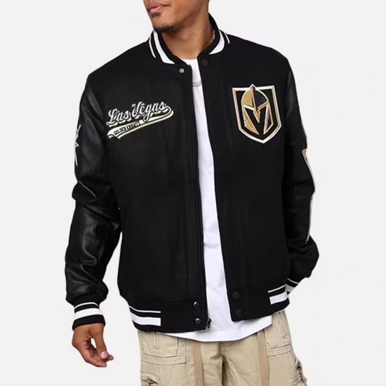 Vegas Golden Knights Black Letterman Jacket Vegas Golden Knights Black Letterman Jacket