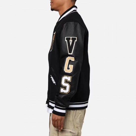 Vegas Golden Knights Black Letterman Jacket Vegas Golden Knights Black Letterman Jacket