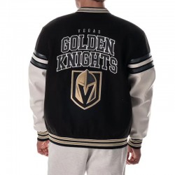 Vegas Golden Knights Drop Shoulder Black Varsity Jacket