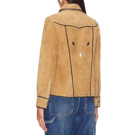 Victoria Moroles Ballard Martina Castro Brown Suede Leather Jacket Victoria Moroles Ballard Martina Castro Brown Suede Leather Jacket