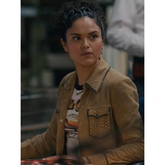 Victoria Moroles Ballard Martina Castro Brown Suede Leather Jacket Victoria Moroles Ballard Martina Castro Brown Suede Leather Jacket