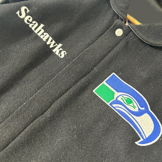 Vintage Seattle Seahawks Black Varsity Wool/Leather Jacket