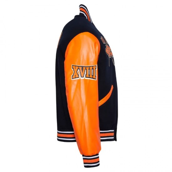 Virginia State University Black and Orange Varsity Jacket Virginia State University Black and Orange Varsity Jacket