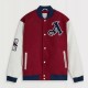 VRCT Arsenal Burgundy and White Varsity Full-Snap Wool/Leather Jacket