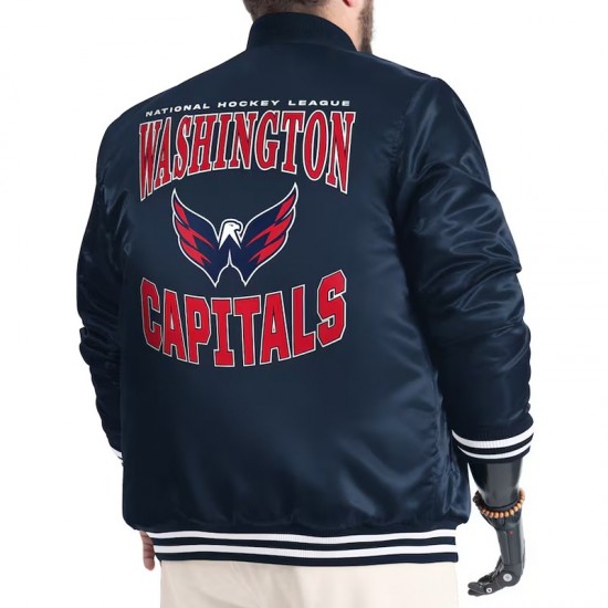 Washington Capitals Adaptive Bold Logo Varsity Satin Jacket
