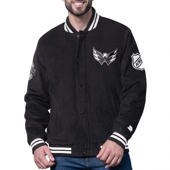 Washington Capitals Blackout Corduroy Varsity Jacket Washington Capitals Blackout Corduroy Varsity Jacket