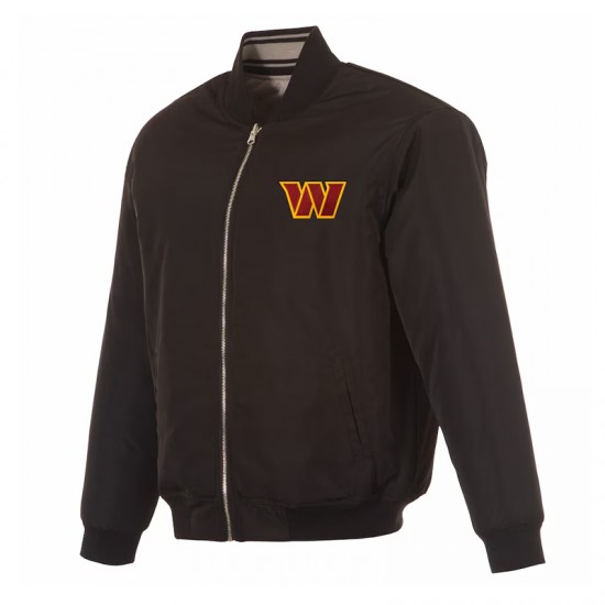 Washington Commanders Black/Gray Full-Zip Reversible Flight Jacket Washington Commanders Black/Gray Full-Zip Reversible Flight Jacket