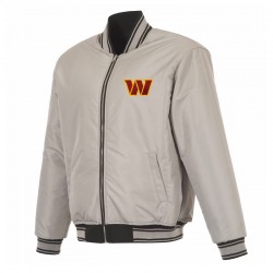 Washington Commanders Black/Gray Full-Zip Reversible Flight Jacket Washington Commanders Black/Gray Full-Zip Reversible Flight Jacket