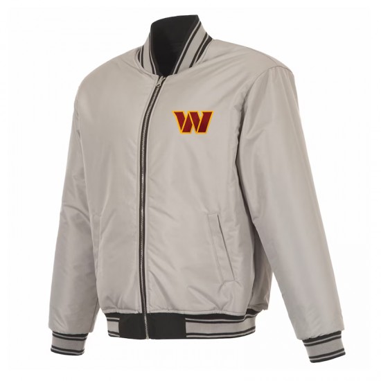 Washington Commanders Black/Gray Full-Zip Reversible Flight Jacket Washington Commanders Black/Gray Full-Zip Reversible Flight Jacket