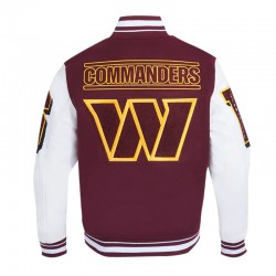 Washington Commanders Mashup Rib Varsity Wool and Leather Jacket Washington Commanders Mashup Rib Varsity Wool and Leather Jacket