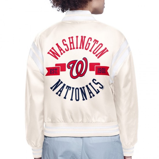 Washington Nationals Printed Logo Varsity Satin Jacket Washington Nationals Printed Logo Varsity Satin Jacket