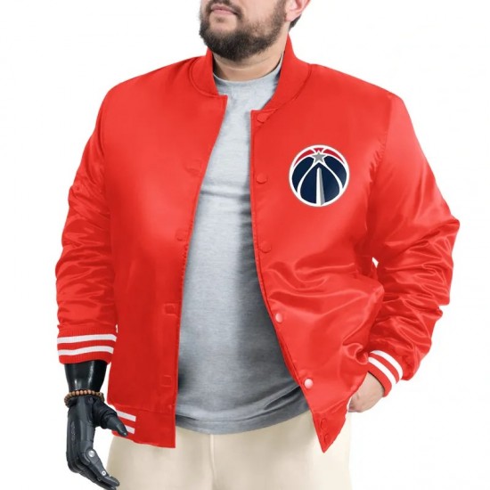Washington Wizards Adaptive Bold Logo Varsity Satin Jacket Washington Wizards Adaptive Bold Logo Varsity Satin Jacket