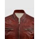 Waxed Leather Burgundy Leather Jacket