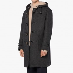 Men's WEIR Grey Hooded Wool Duffle Coat Men's WEIR Grey Hooded Wool Duffle Coat