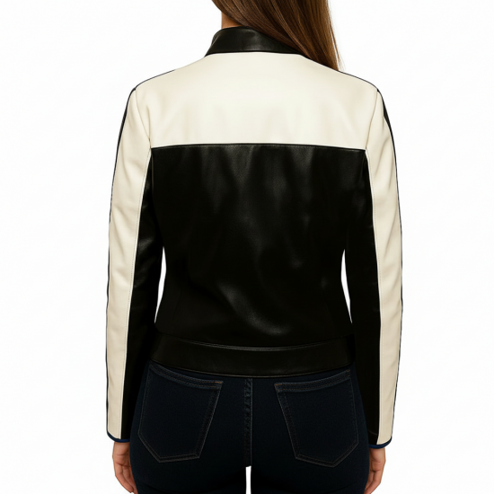 Wild Cards S02 Vanessa Morgan Black and White Leather Jacket