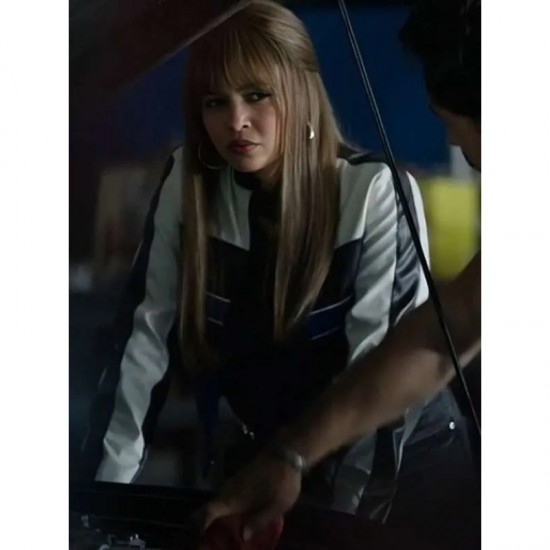 Wild Cards S02 Vanessa Morgan Black and White Leather Jacket