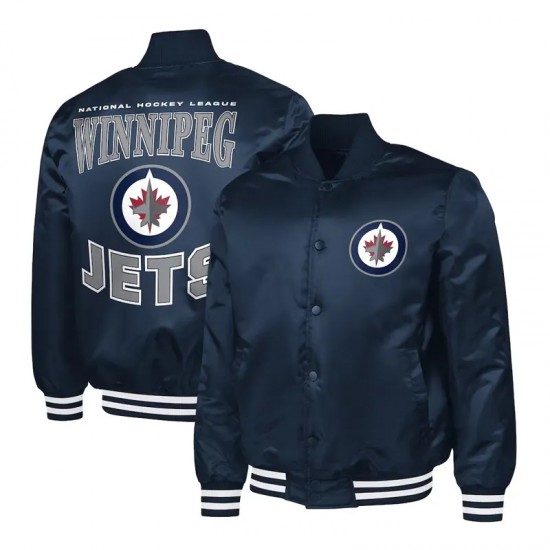 Winnipeg Jets Adaptive Bold Logo Varsity Satin Jacket