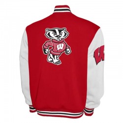 Wisconsin Badgers Fleece Cardinal and White Varsity Jacket