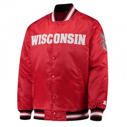 Wisconsin Badgers O-Line Red Satin Jacket