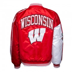 Wisconsin Badgers Red and White Satin Jacket