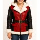 Women’s Christmas Festive Red and Black Winter Shearling Leather Jacket