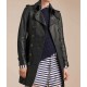 Women’s Mid-Length Double Breasted Black Leather Coat