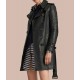 Women’s Mid-Length Double Breasted Black Leather Coat