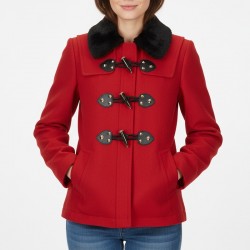 Women’s Toggle Duffle Red Wool Jacket