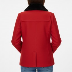 Women’s Toggle Duffle Red Wool Jacket