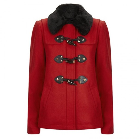 Women’s Toggle Duffle Red Wool Jacket