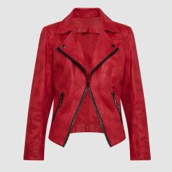 Women’s Vex Zipper Trim Red Leather Jacket Women’s Vex Zipper Trim Red Leather Jacket